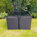 Practical Black PE Rattan Garden Dining Cube Set